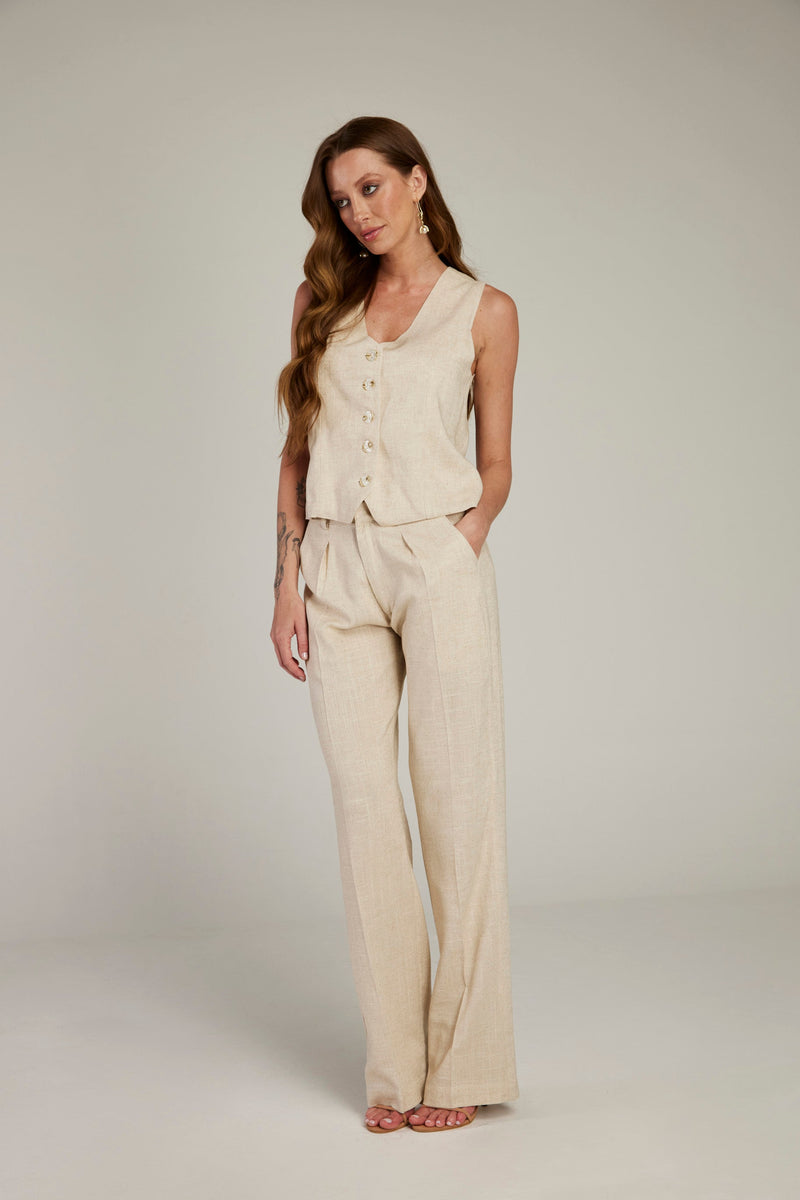 Calça de Alfaiataria em Linho "French Riviera"