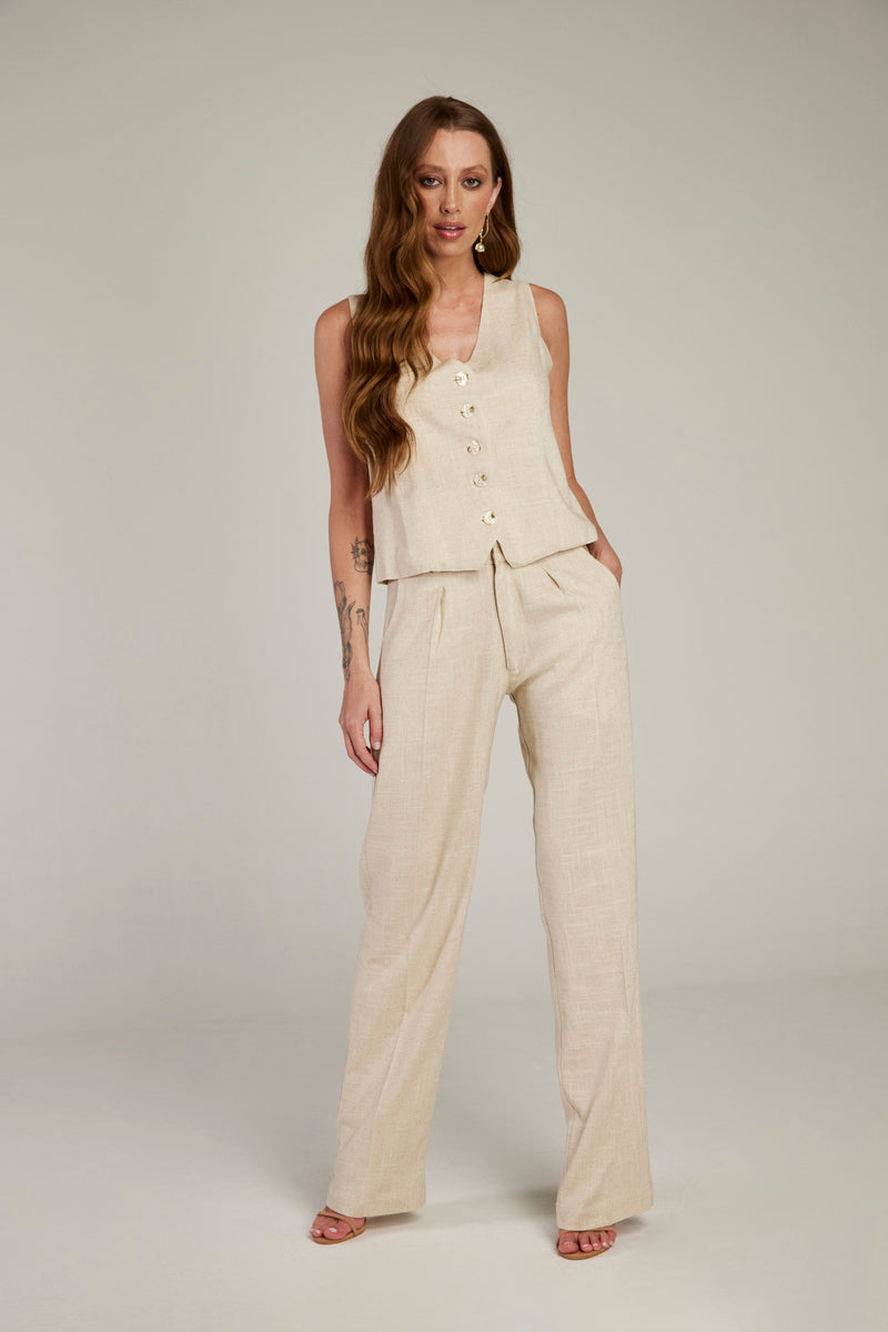 Calça de Alfaiataria em Linho "French Riviera"