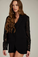 Blazer de Alfaiataria Oversized Mangas em Renda "Angelina"