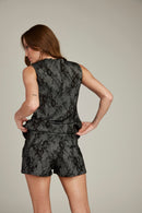 Shorts de Alfaiataria Jacquard de Renda "Monaco"