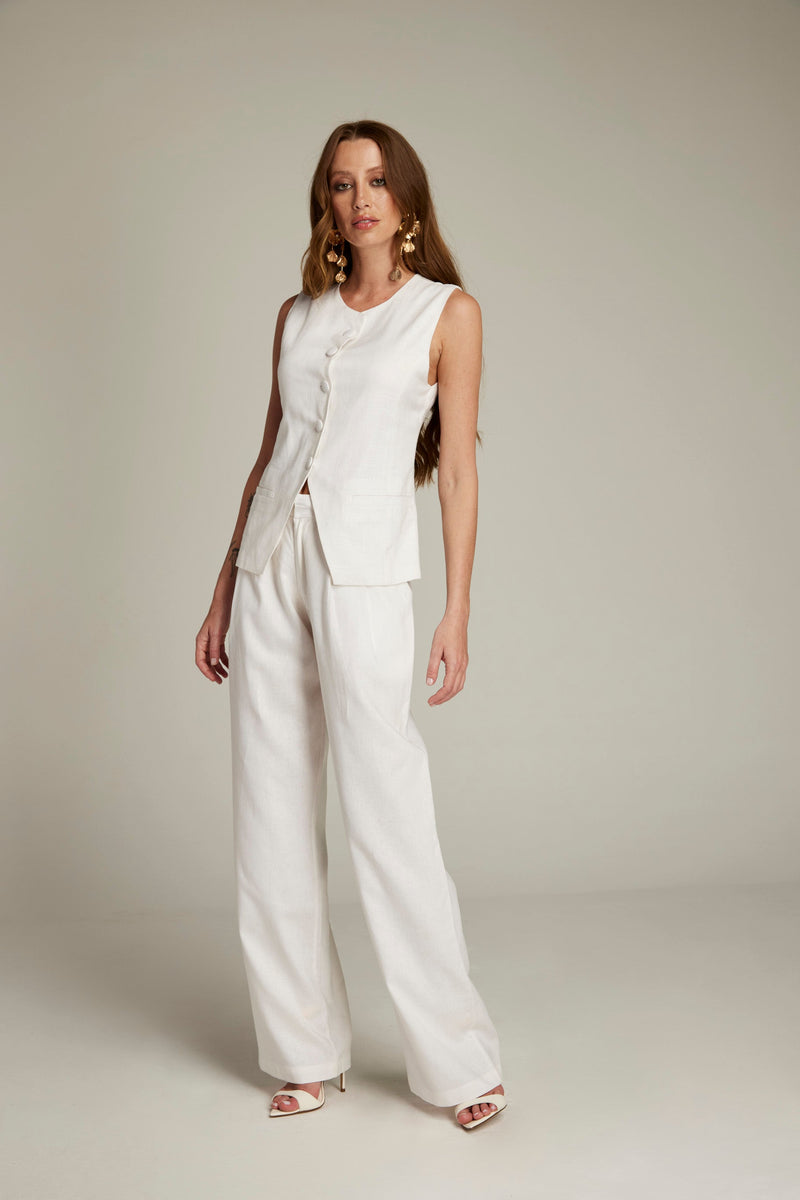 Calça de Alfaiataria em Linho "Saint Tropez"