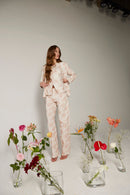 Calça de Alfaiataria em Linho Bordado Laranja "Tessalia"