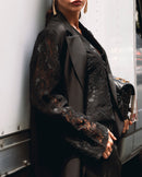 Blazer de Alfaiataria Oversized Mangas em Renda "Angelina"