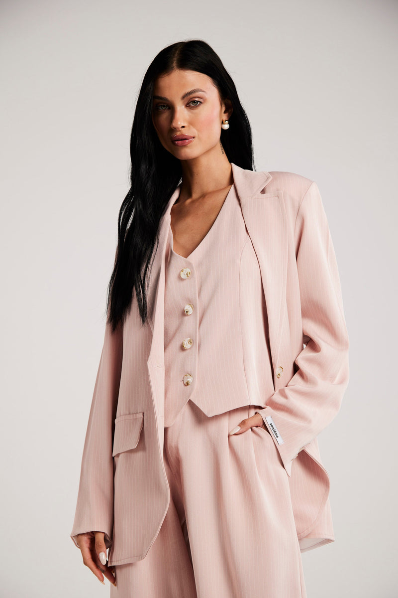 Blazer de Alfaiataria Risca de Giz "Tea Rose"