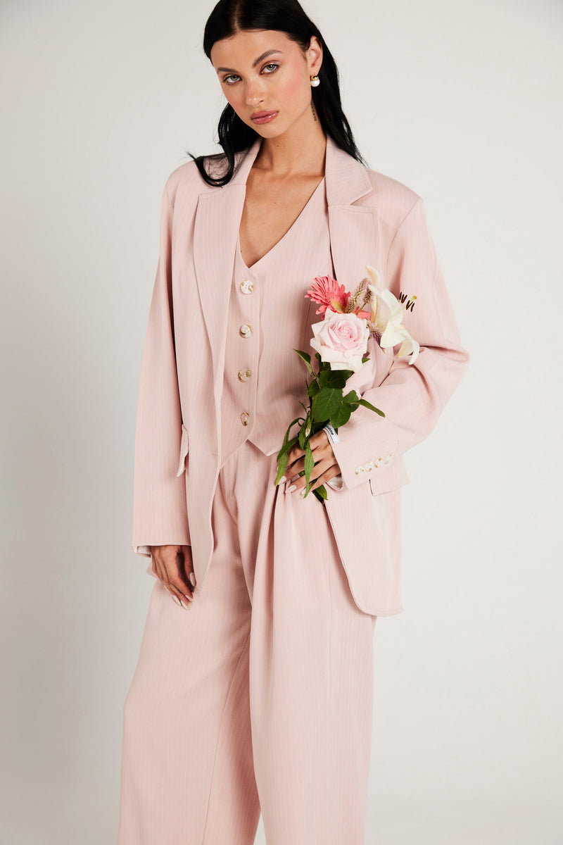 Calça de Alfaiataria Risca de Giz "Tea Rose"