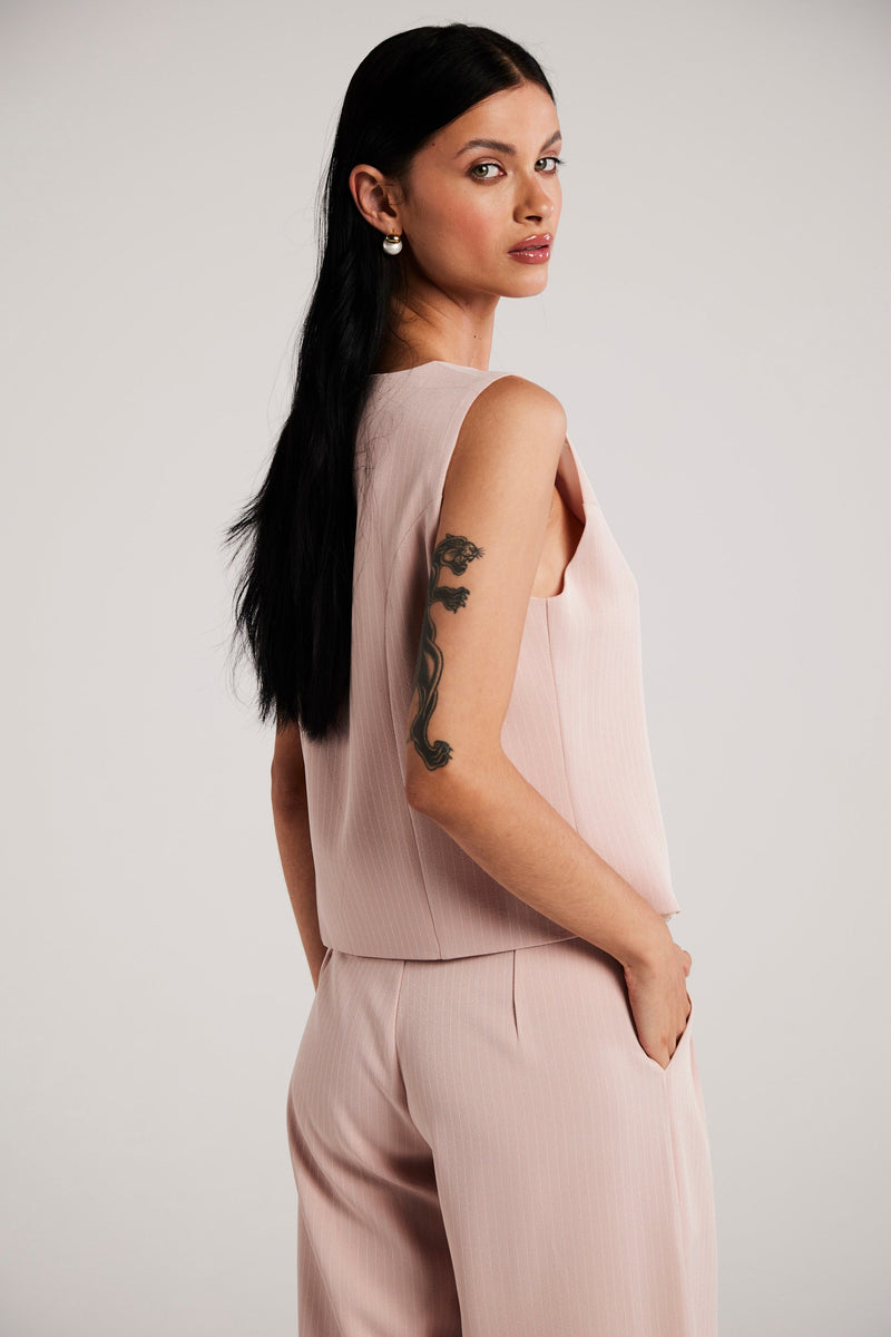 Calça de Alfaiataria Risca de Giz "Tea Rose"