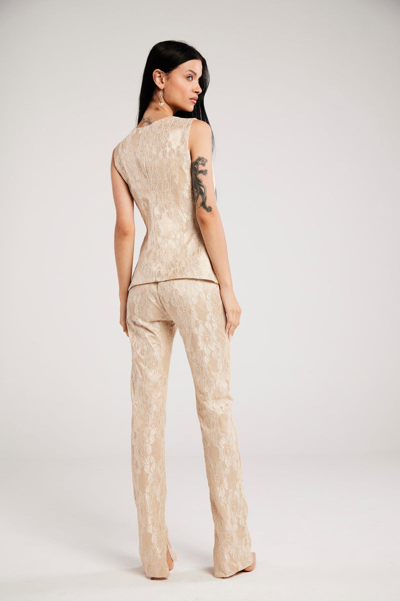 Calça de Alfaiataria em Renda "Madeleine"