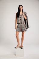 Saia Plissada Xadrez "Colette"