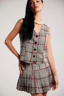 Saia Plissada Xadrez "Colette"