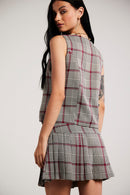 Saia Plissada Xadrez "Colette"