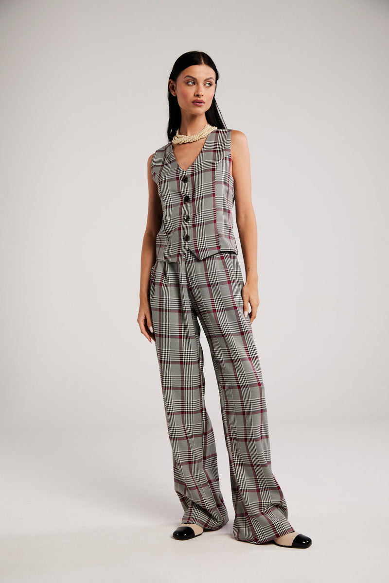 Calça de Alfaiataria Xadrez "Colette"