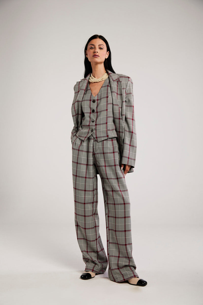 Calça de Alfaiataria Xadrez "Colette"