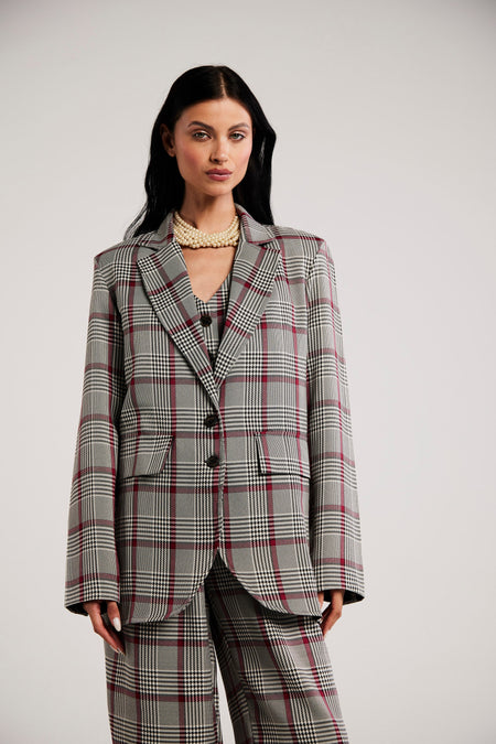 Blazer de Alfaiataria Xadrez "Colette"