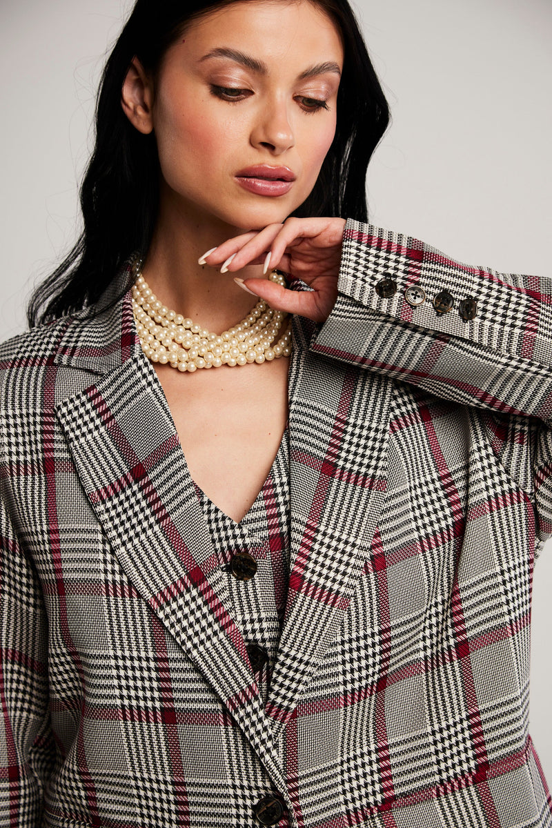 Blazer de Alfaiataria Xadrez "Colette"