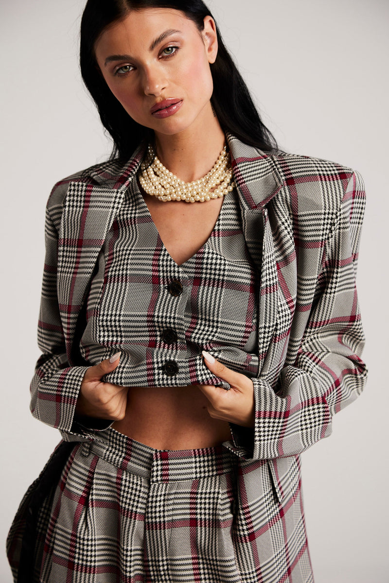 Calça de Alfaiataria Xadrez "Colette"